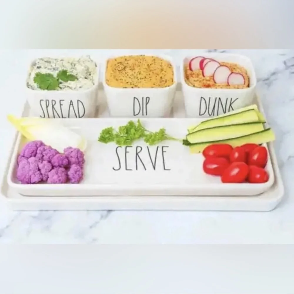 Rae Dunn 5 Piece Serving Set | Spread + Dip + Dunk + Serve | NEW Farmhouse Dip